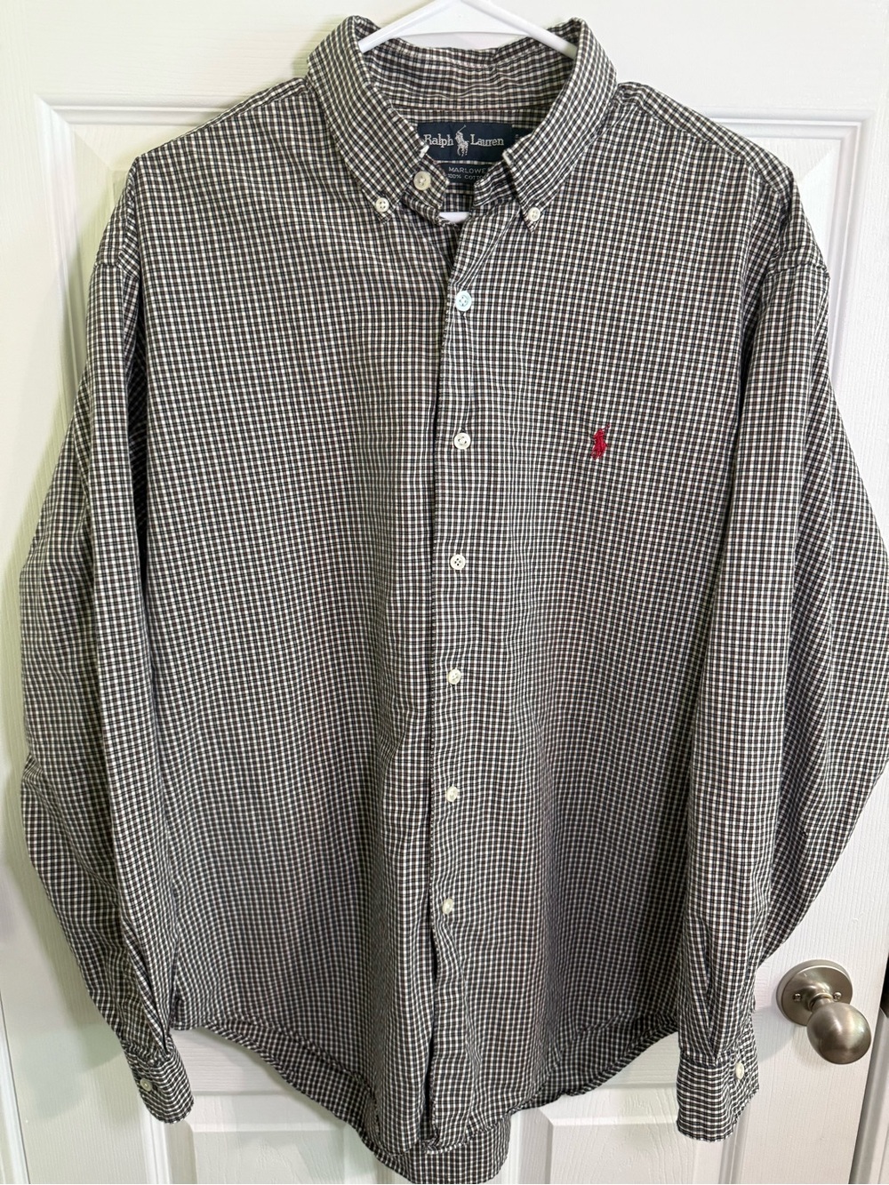 Ralph Lauren Micro-Check Button-Down Shirt with Red Pony